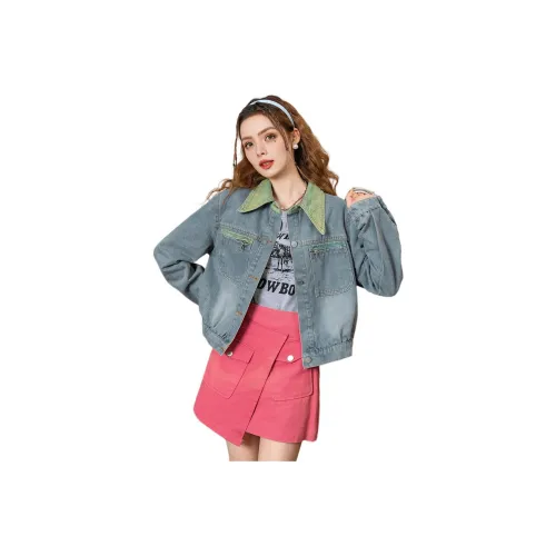 FAWENXIANGZI Denim Jacket Women's Blue