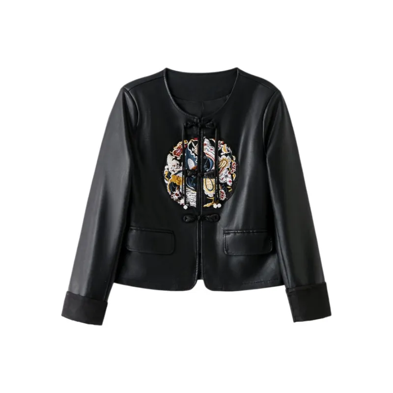 Yi Mengyuan Leather Jacket Women's-0