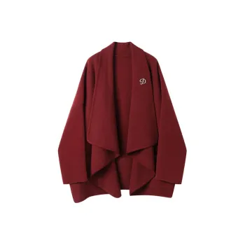 Korean Style Cloak Women's Burgundy
