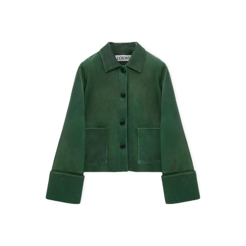 LOEWE Leather Jacket Women's Green-0