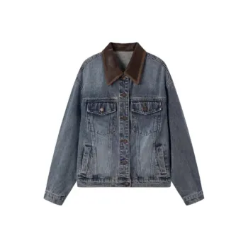 EICHITOO Denim Jacket Women's Denim Blue Patchwork