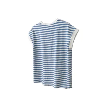 Mu Xiao Xin T Shirts Women's Blue Stripes