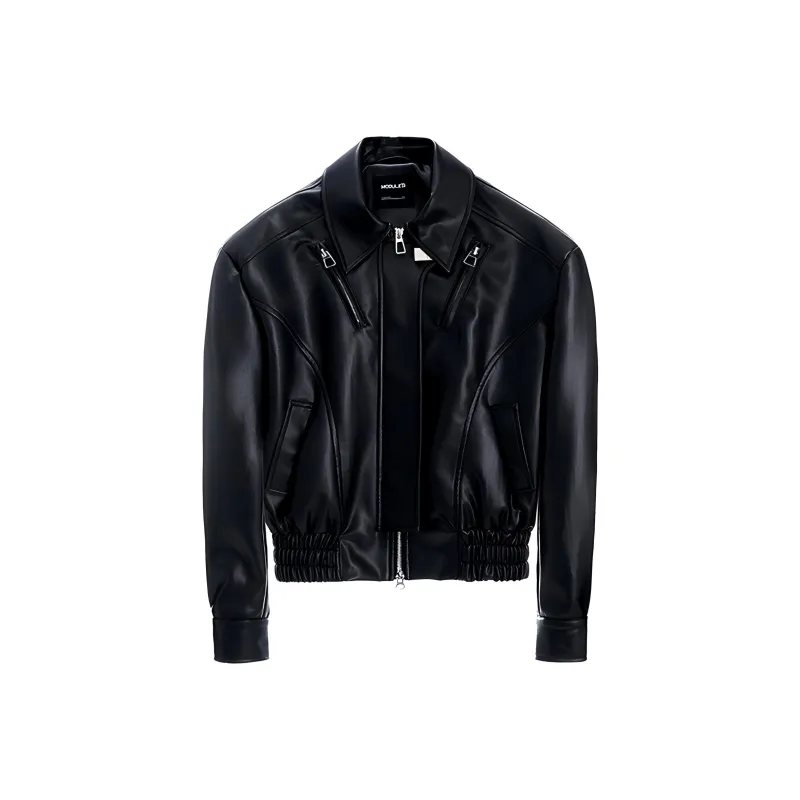 MODULER XIACHUAN Leather Jacket Women's Black-0