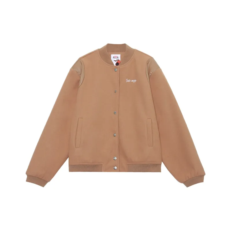 MUGUOGUOMU Baseball Jacket Women's Coffee-0