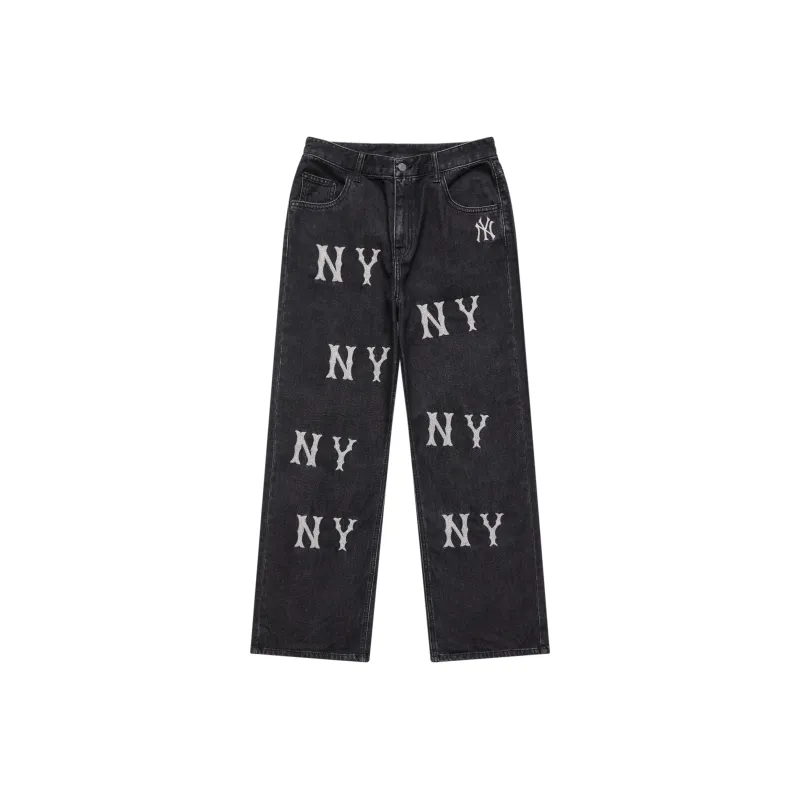 MLB Wide Leg Jeans Pants Women's Black-0