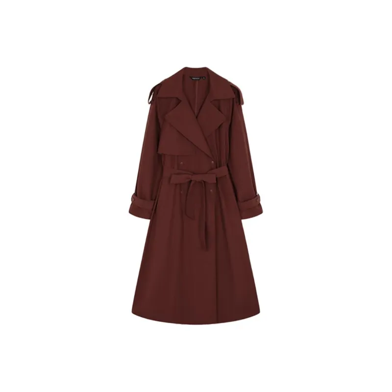 Mo Han Yi Mei New Year Trench Coat Women's Red-0