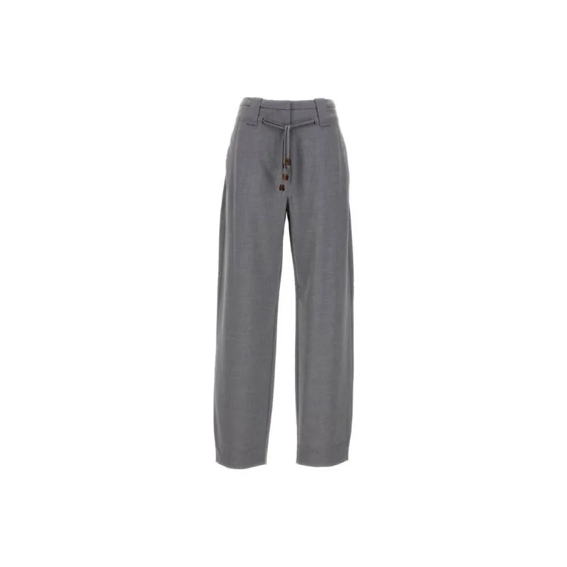 GANNI Drapey Drawstring Straight Leg Pants-0