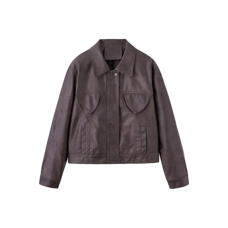 Yi Mengyuan Leather Jackets Coats Women's-0