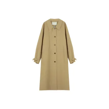 SOLIGHTER Trench Coat Women's Black Khaki With Dragon Design