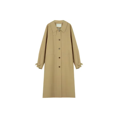 SOLIGHTER Trench Coat Women's Black Khaki With Dragon Design