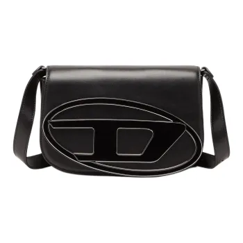 DIESEL Cow Leather Crossbody Bag Medium Size Men's Black