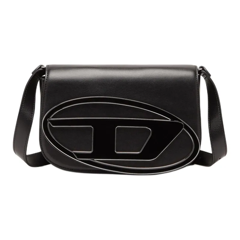 DIESEL Cow Leather Crossbody Bag Medium Size Men's Black-0