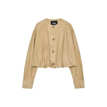 ZARA ZW Series Leather Jacket Women's Butter