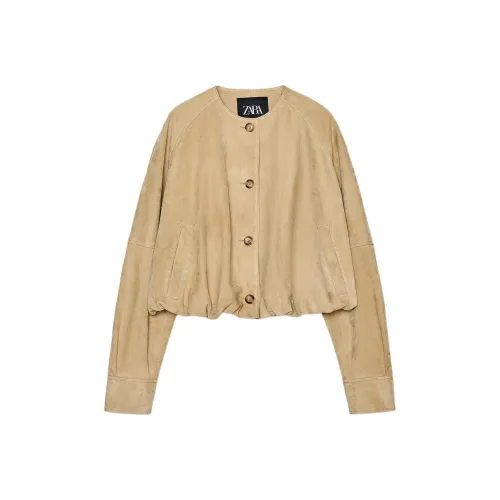 ZARA ZW Series Leather Jacket Women's Butter