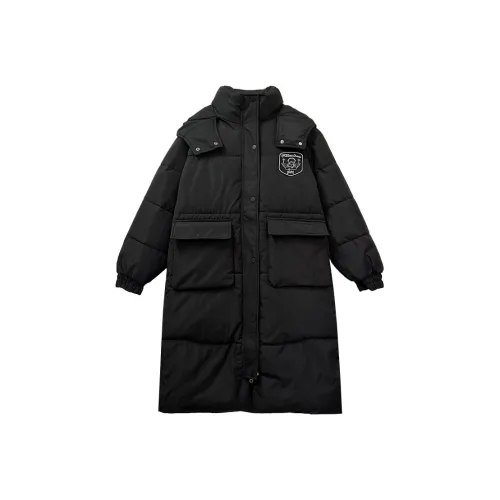 PAZZO Advanced Design Hooded Over The Knee Mid Length Puffer Jacket Women's Black