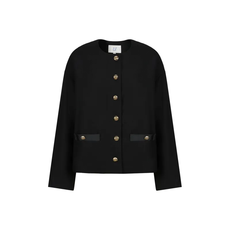 JZ. ANNAKRO Cropped Coats Women's Plain Black-0