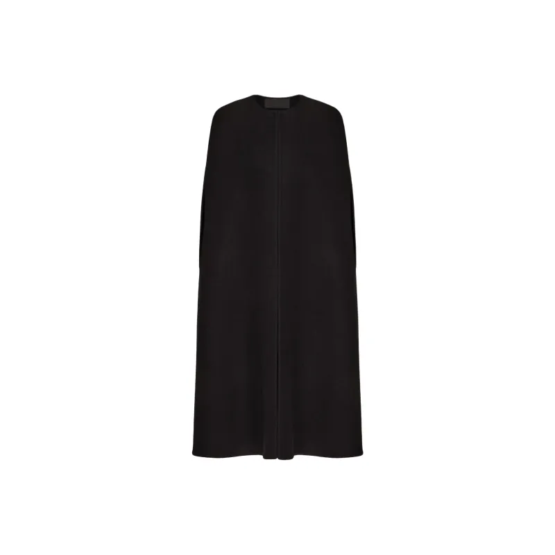 Valentino Straight Hem Crewneck Cape Coat-0