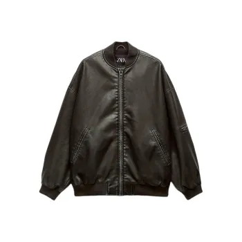 ZARA Trf Leather Jacket Women's Gray