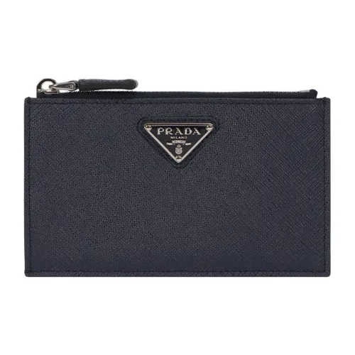 prada logo Saffiano Calfskin Wallet Women's Dark Blue