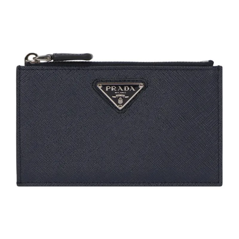 PRADA Saffiano Calfskin Wallet Women's Dark Blue-0