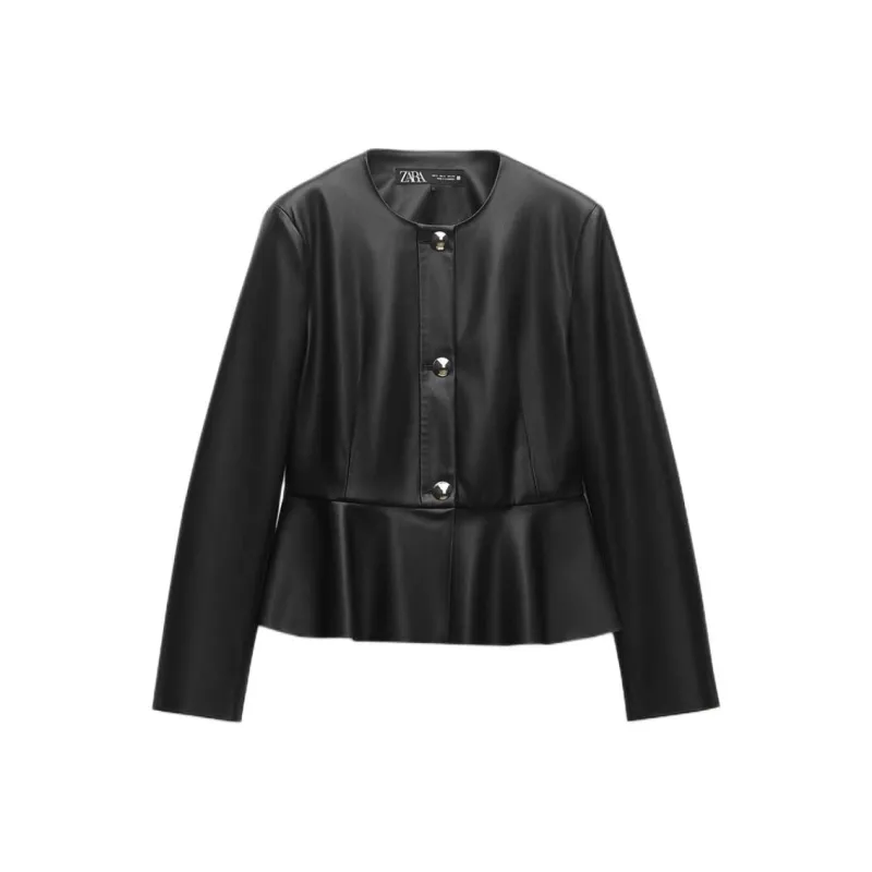 ZARA Leather Jacket Women's Black-0