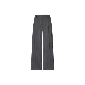 MOCO Casual Pants Women's Gray White Stripes