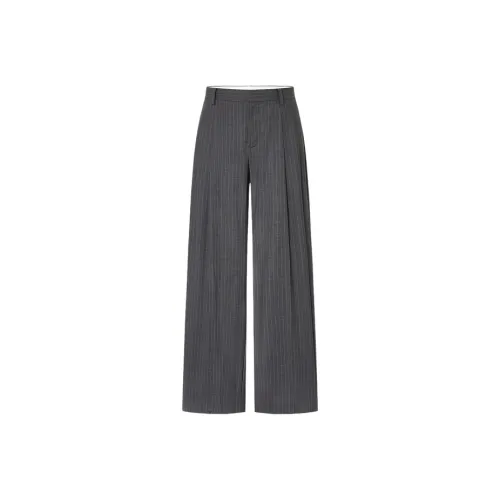 MO&CO 그레이 화이트 줄무늬 여성 캐주얼 팬츠