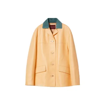 GUCCI Leather Jacket Women's Yellow