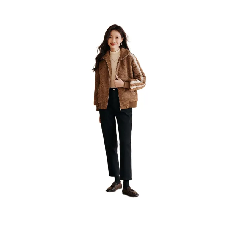 Mo Han Yi Mei Velvet feel Coat Women's Coffee-0