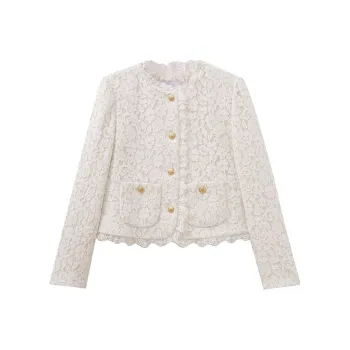 SHUIYUNJIAN Cropped Coats Women's Beige Apricot