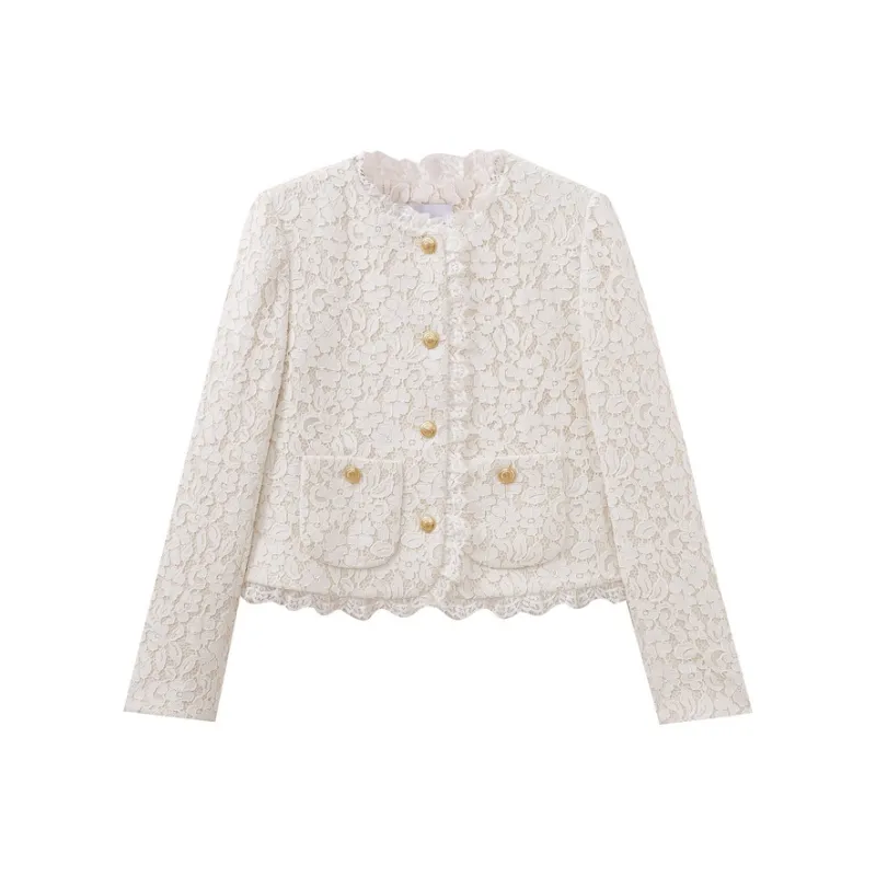 SHUIYUNJIAN Cropped Coats Women's Beige Apricot-0