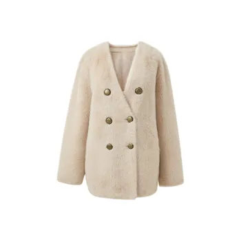 3COLOUR Velvet feel Coat Women's Oat