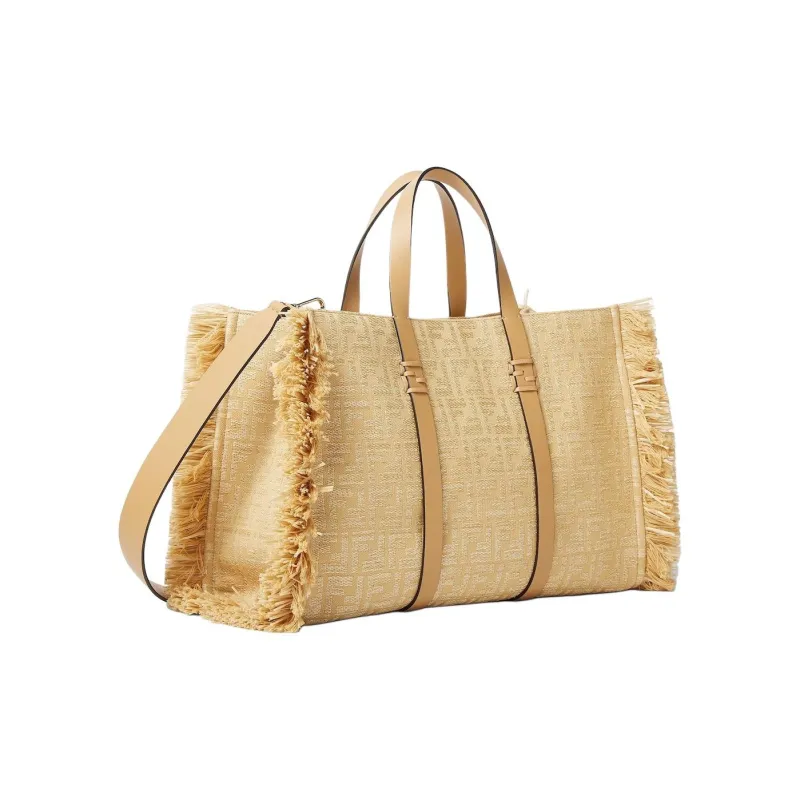 FENDI Viscose Tote Bag, Shopping Bag, Handbag Women's Beige-1