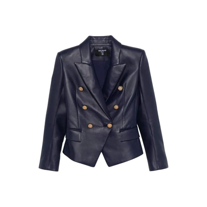 BALMAIN Leather 6 button Blazer-0