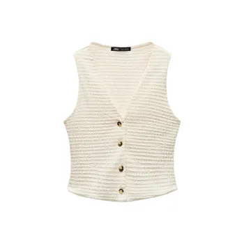 ZARA Vest Women's Milk Tea Beige