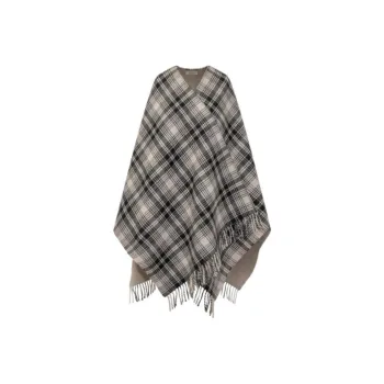 WOOLRICH Checked Fringed Cape