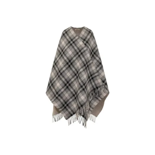 WOOLRICH Checked Fringed Cape