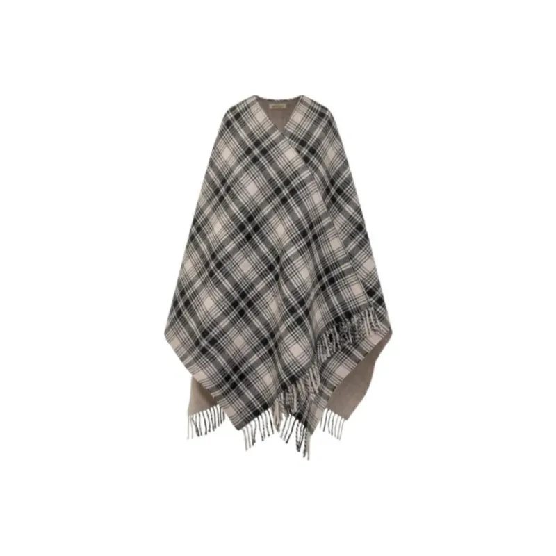 WOOLRICH Checked Fringed Cape-0