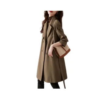 Mo Han Yi Mei Trench Coat Women's Dark Khaki