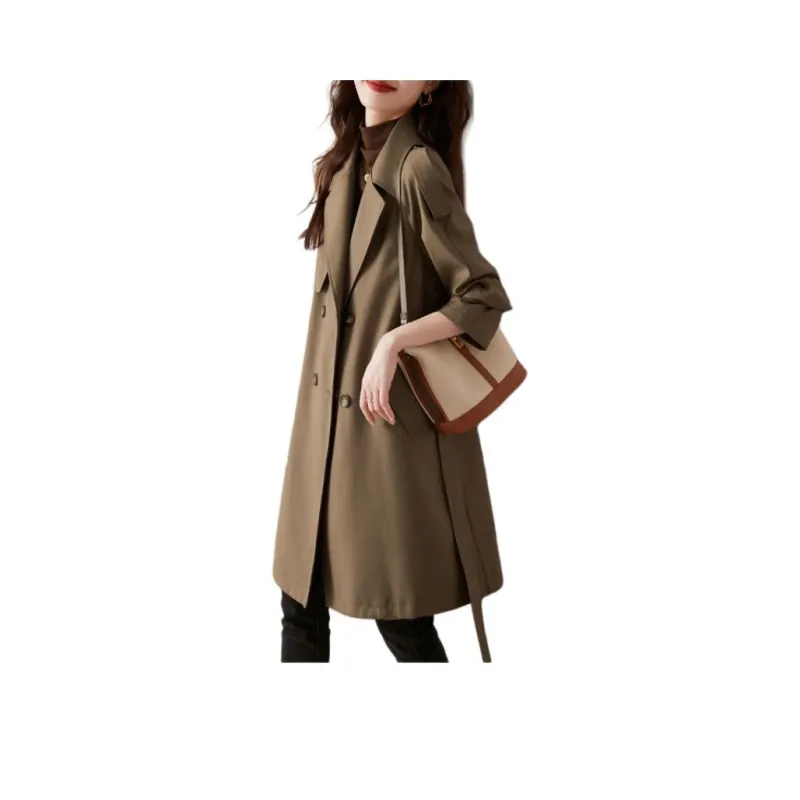 Mo Han Yi Mei Trench Coat Women's Dark Khaki-0