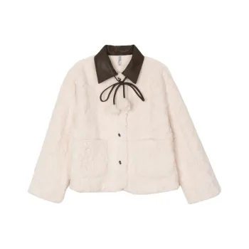 FAWENXIANGZI Velvet feel Coat Women's Apricot