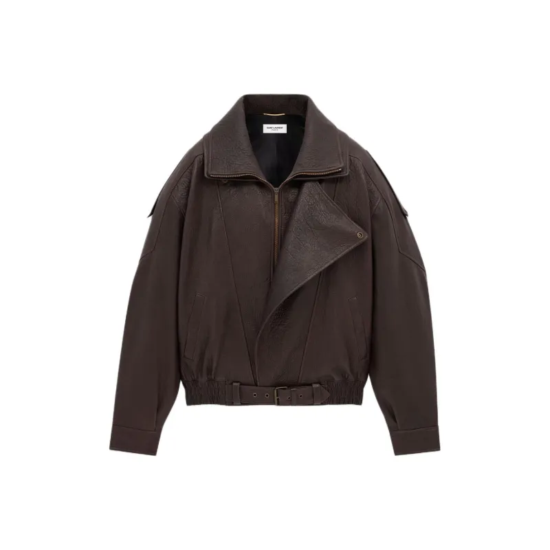 SAINT LAURENT Leather Bomber Jacket-0