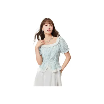 Love To Serve Shirt Women's White Blue Floral
