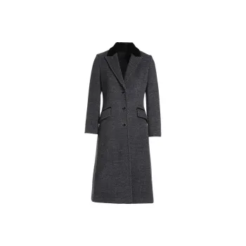 QIAOWANNI Coats Women's Gray Black Twill