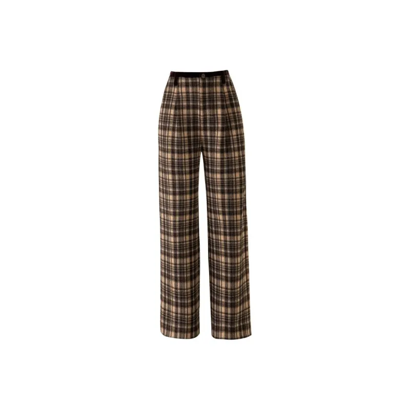 You Cow Me Pants Casual Pants Women's Khaki Plaid-6