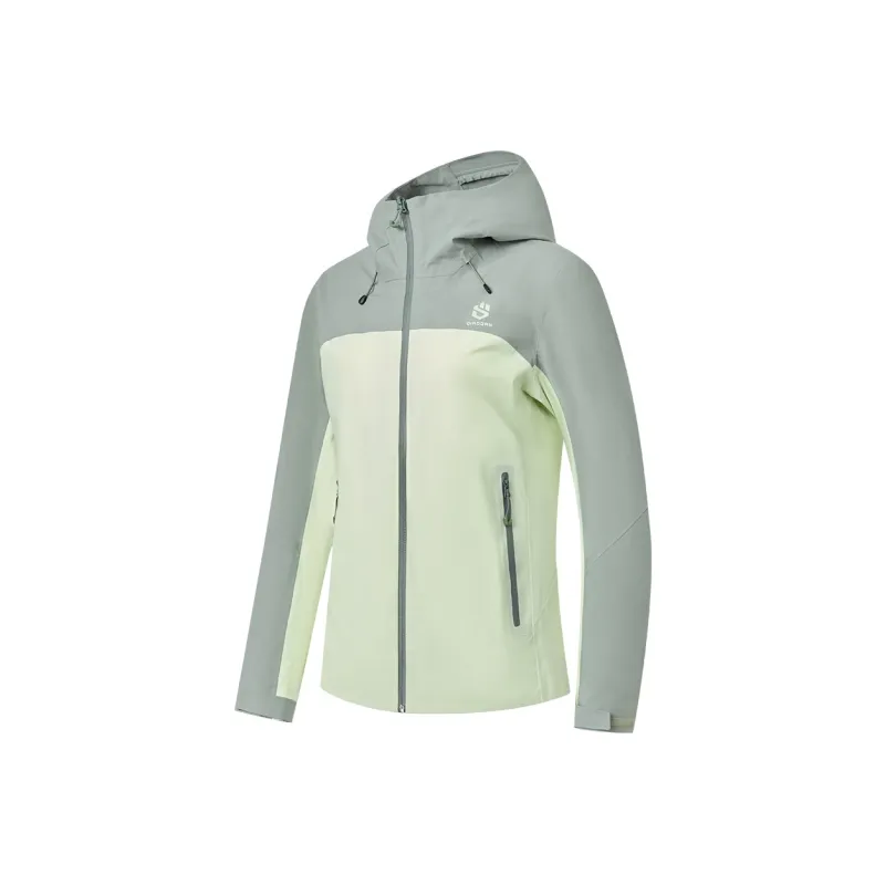 QIAODAN Mountain God Series Windbreaker Jackets Women's Aqua Embroidery Green/Slate Green-0