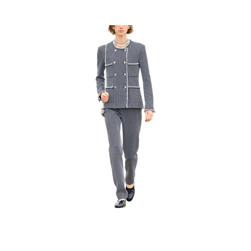 CHANEL Casual Pants Women's Black White-0