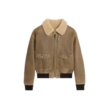 CELINE Aviator Blouson Jacket In Vintage Shearling
