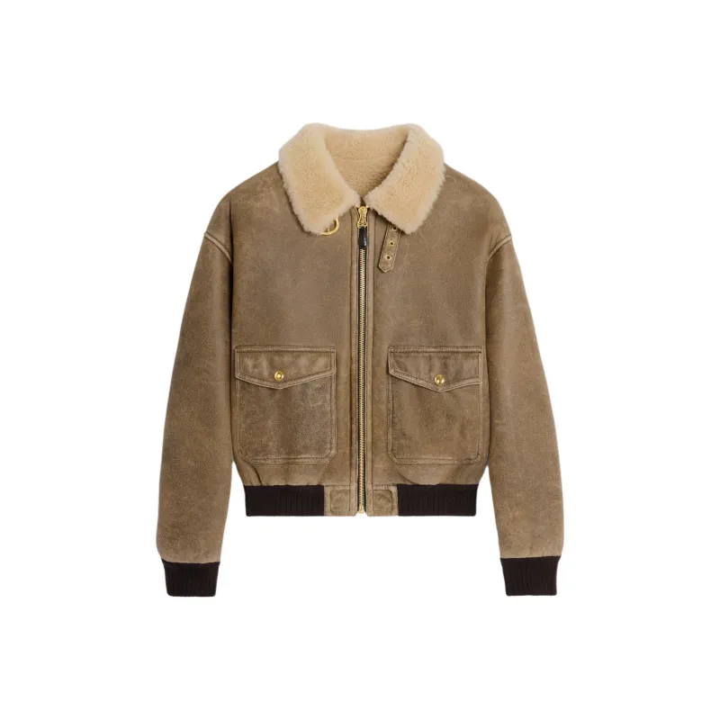 CELINE Aviator Blouson Jacket In Vintage Shearling-0