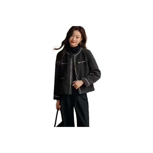 Mo Han Yi Mei Velvet feel Coat Women's Medium Gray